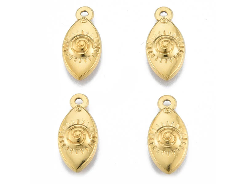 Pendentif ovale œil - Doré à l'or fin - 21 x 10 mm