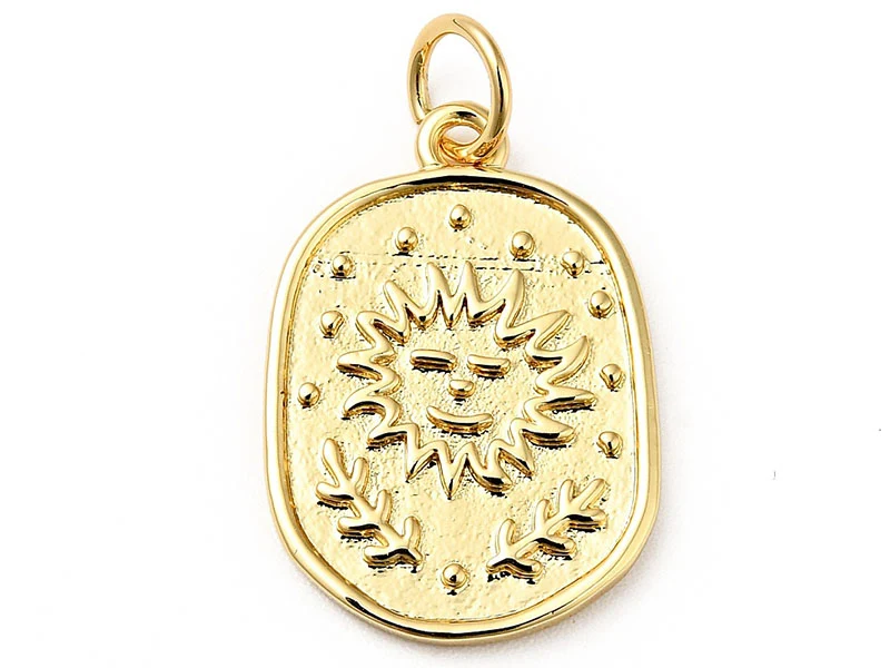 Pendentif soleil doré à l'or fin 18K - 18 x 13 mm