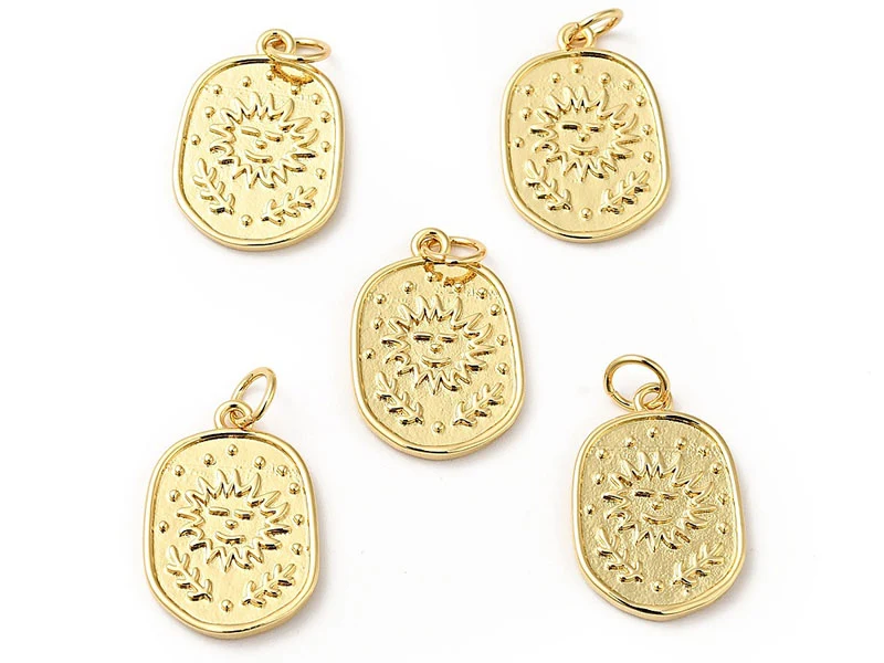 Pendentif soleil doré à l'or fin 18K - 18 x 13 mm