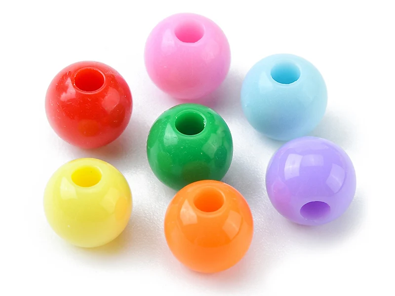 Boîte de 490 perles opaques rondes - 7 couleurs - 6 mm