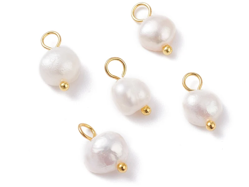 Lot de 5 pendentifs en perle de culture - 10 x 5 mm