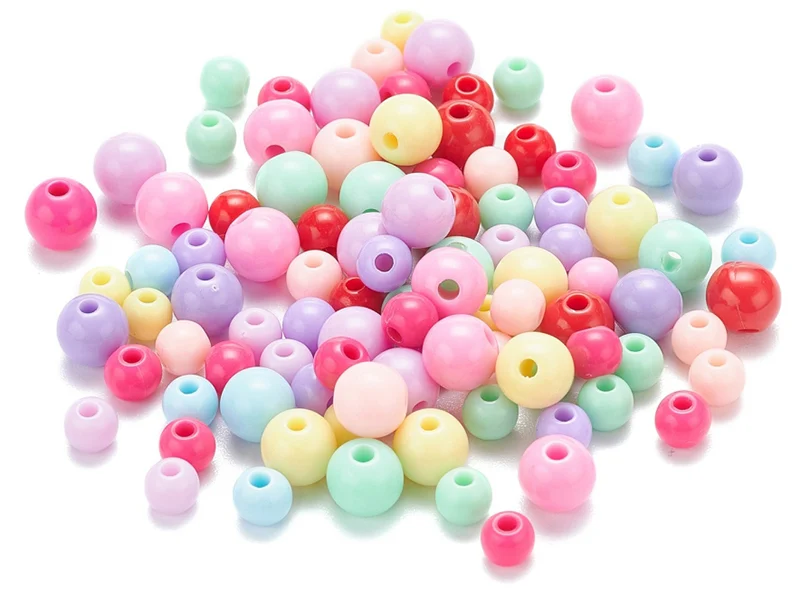 Boîte de 1000 perles rondes opaques en acrylique - 9 couleurs