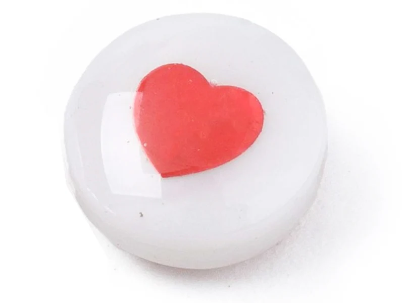 Perle en coquillage naturel - Cœur rouge - 8 mm