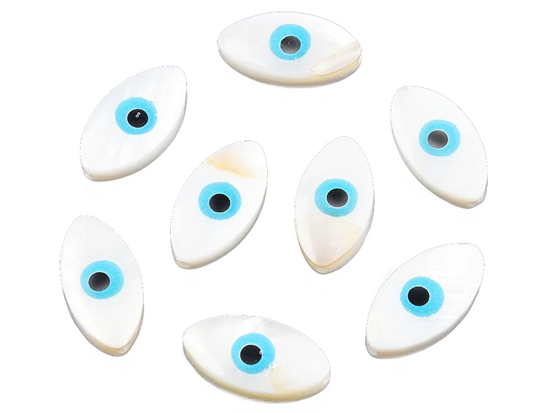 Perle de culture en forme d'œil - 15 x 8 mm - Bleu ciel