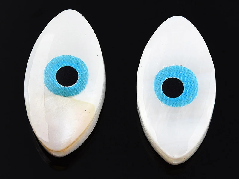 Perle de culture en forme d'œil - 15 x 8 mm - Bleu ciel
