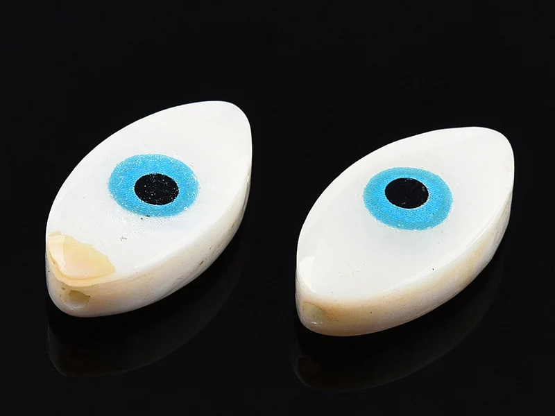 Perle de culture en forme d'œil - 15 x 8 mm - Bleu ciel