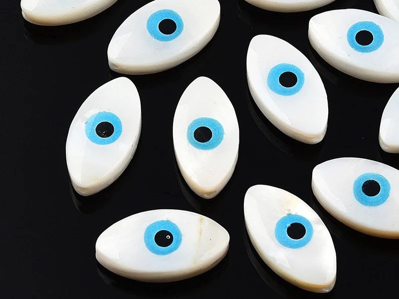 Perle de culture en forme d'œil - 15 x 8 mm - Bleu ciel