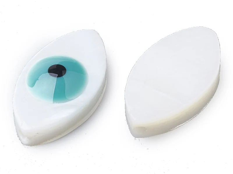 Perle de culture en forme d'œil - 15 x 8 mm - Bleu turquoise