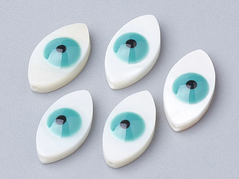 Perle de culture en forme d'œil - 15 x 8 mm - Bleu turquoise