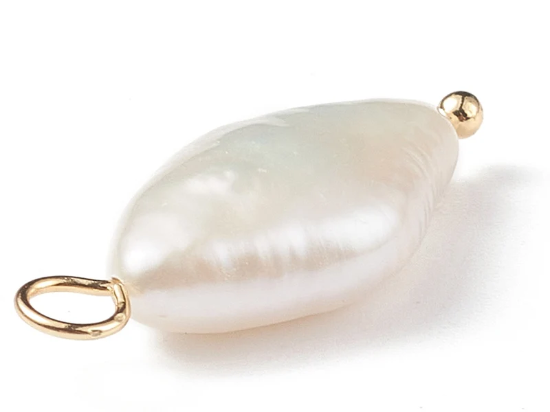 Pendentif losange en perle de culture - Doré à l'or fin 18K - 23 x 10 mm