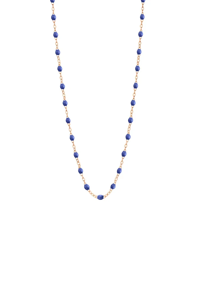 Collier Classique Gigi Or Rose Et Résines Bleuet 42cm
