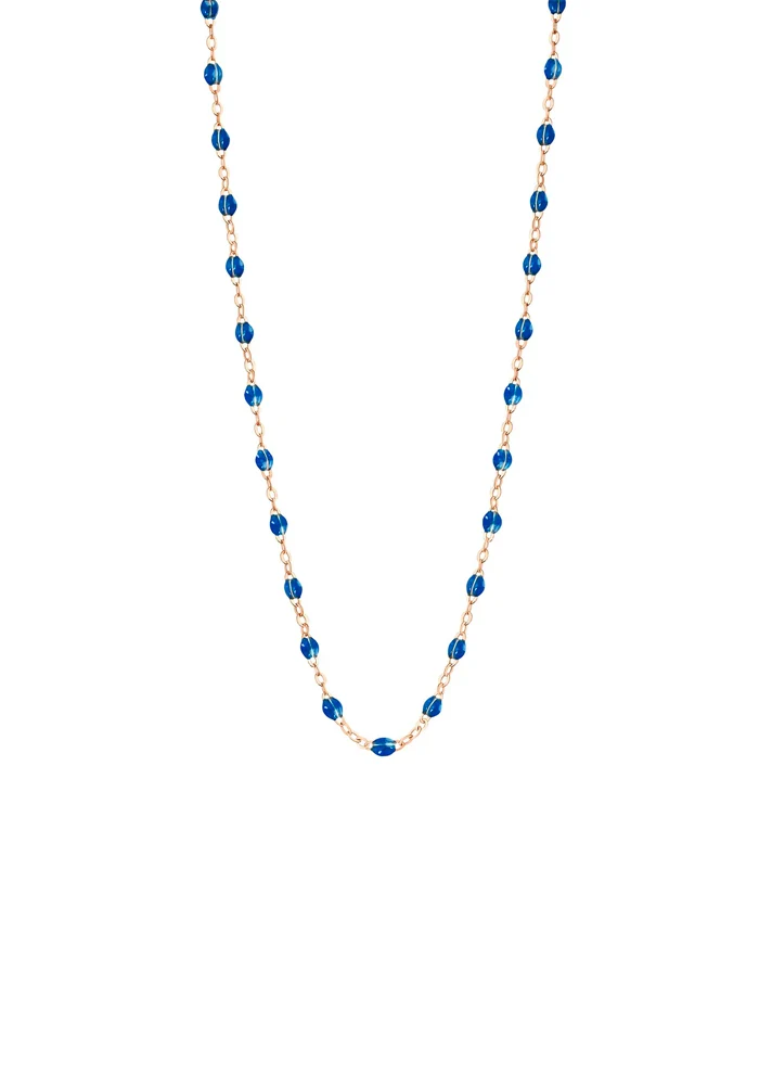 Collier Classique Gigi Or Rose Et Résines Saphir 42cm