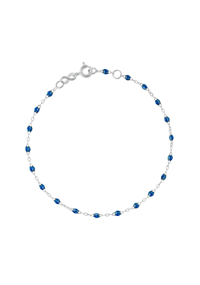 Bracelet Classique Gigi Or Blanc Et Résines Saphir 17cm