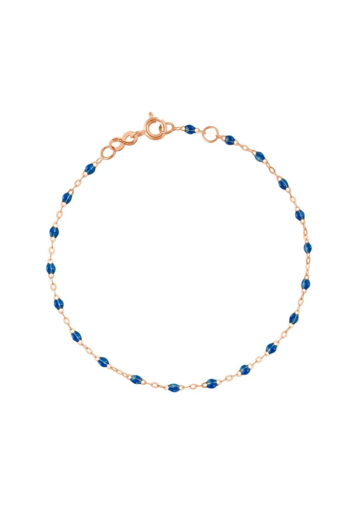 Bracelet Classique Gigi Or Rose Et Résines Saphir 17cm