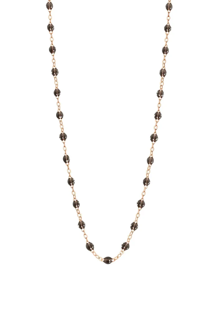 Collier Classique Gigi Or Rose Et Résines Quartz 50cm
