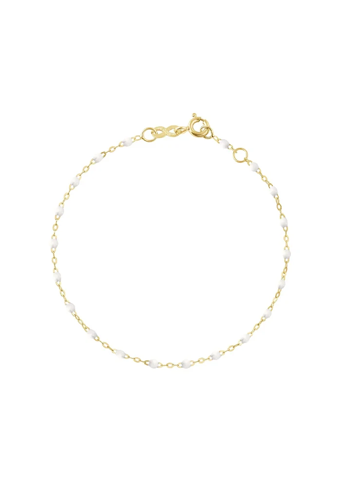 Bracelet Classique Gigi Or Jaune Et Résines Blanches 15cm