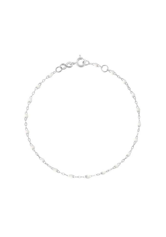Bracelet Classique Gigi Or Blanc Et Résines Blanches 15cm