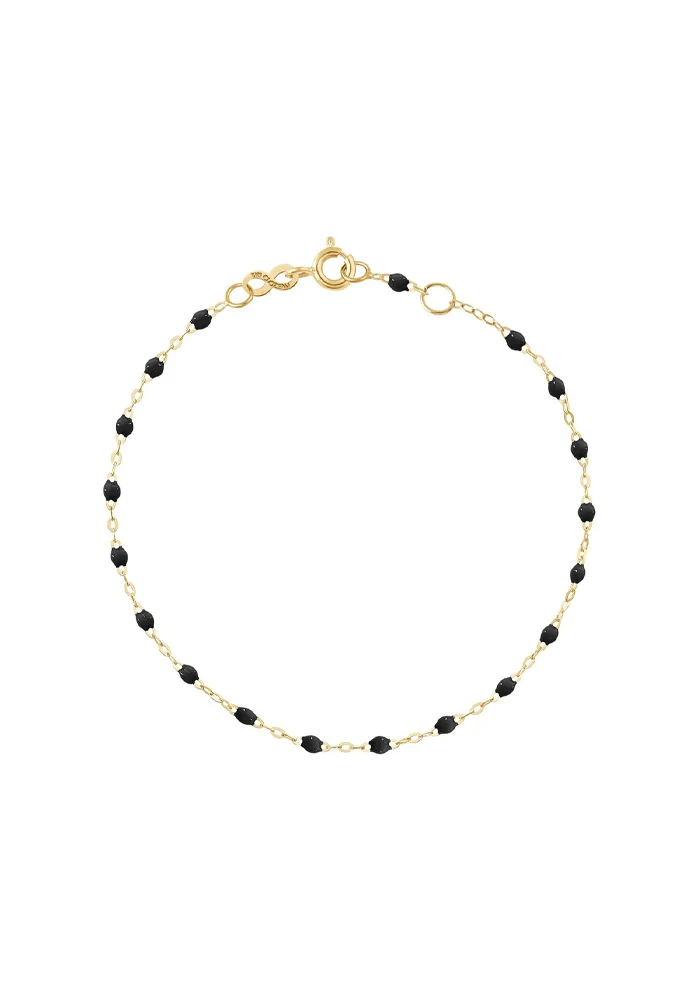 Bracelet Classique Gigi Or Jaune Et Résines Noir 15cm