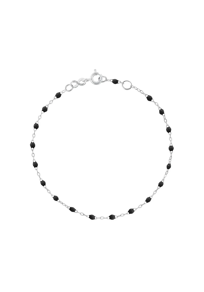 Bracelet Classique Gigi Or Blanc Et Résines Noir 15cm