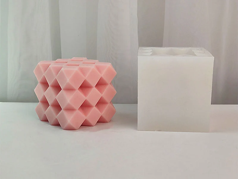 Moule en silicone - Bougie cube à facettes - 7,2 cm