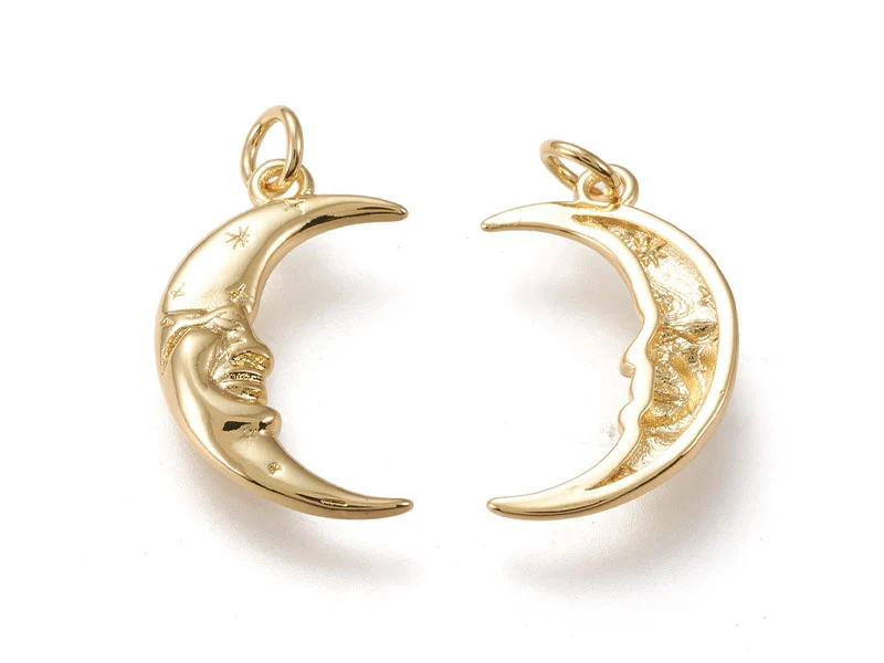 Pendentif lune - Doré à l'or fin 18k - 20 mm