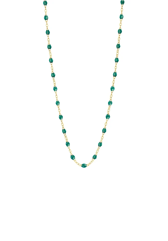 Collier Classique Gigi Or Jaune Et Résines Émeraude 42cm