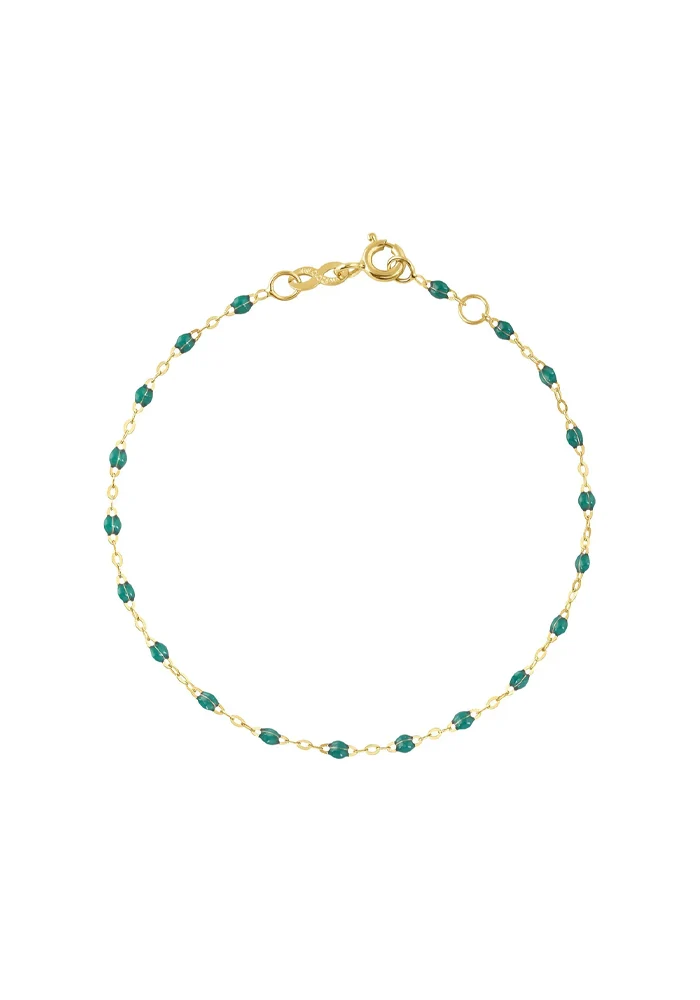 Bracelet Classique Gigi Or Jaune Et Résines Émeraude 15cm
