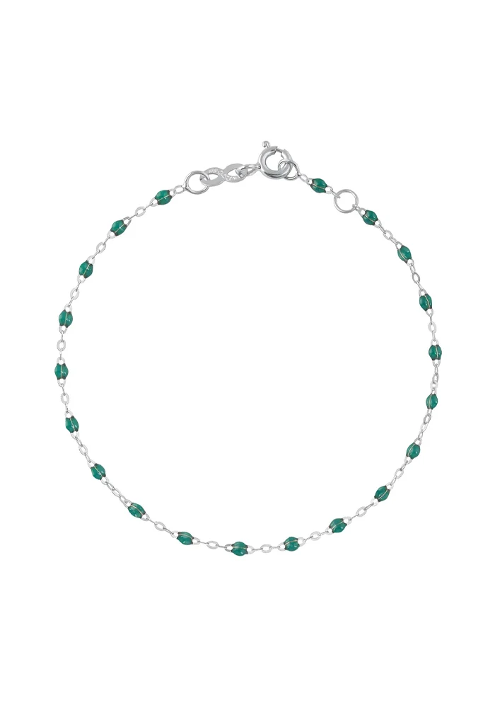 Bracelet Classique Gigi Or Blanc Et Résines Émeraude 17cm