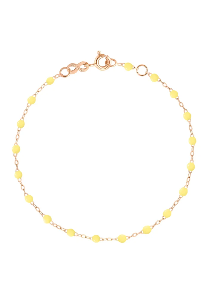 Bracelet De Cheville Classique Gigi Or Rose Et Résines Mimosa 24cm