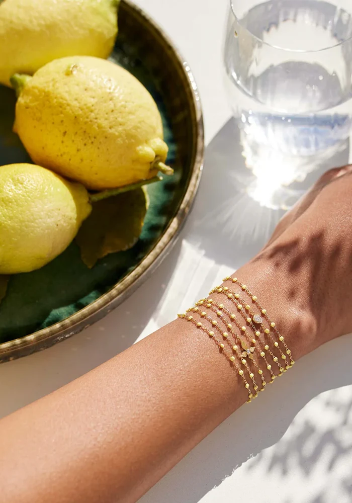 Bracelet Classique Gigi Or Jaune Et Résines Mimosa 15cm