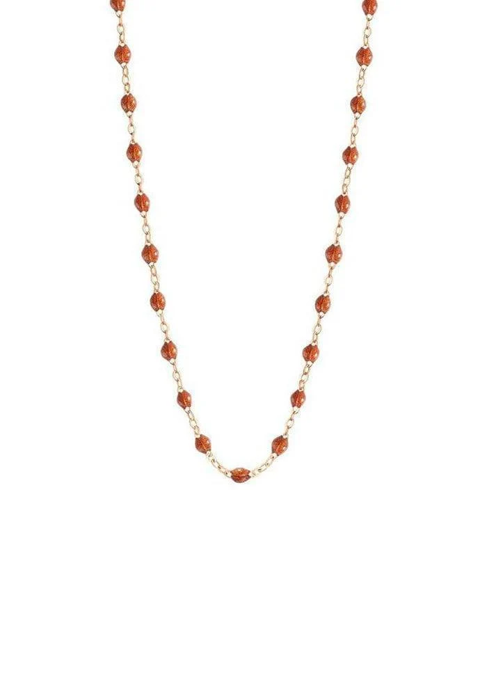 Collier Classique Gigi Or Rose Et Résines Fauve 42cm