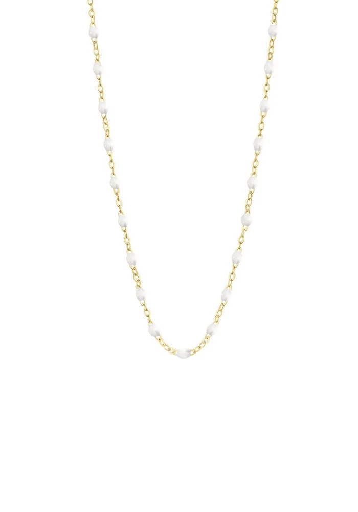 Collier Classique Gigi Or Jaune Et Résines Blanc 42cm