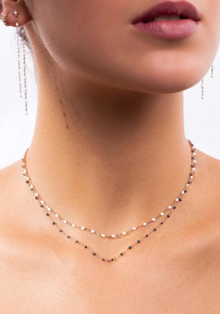 Collier Classique Gigi Or Jaune Et Résines Blanc 42cm