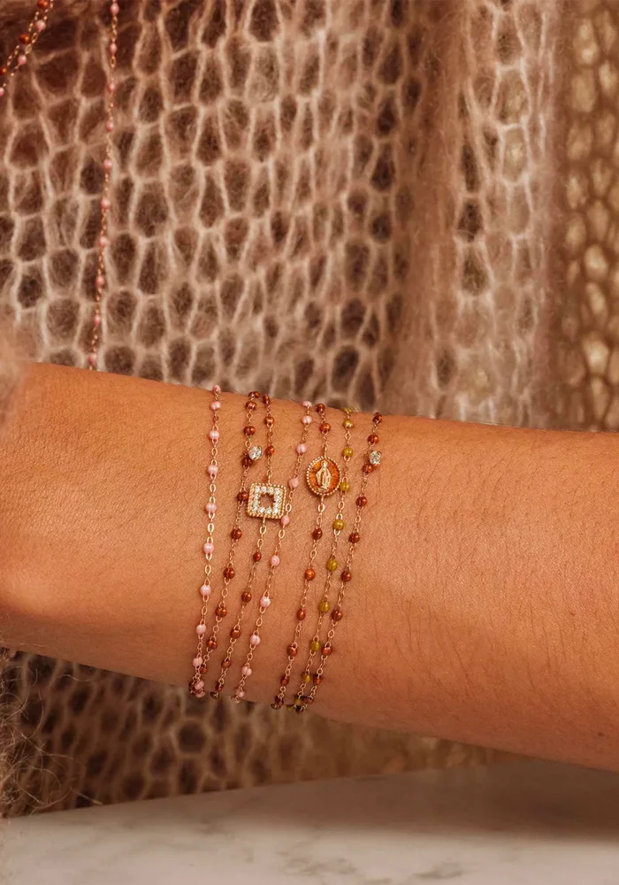 Bracelet Classique Gigi Or Rose Et Résines Gold 17cm