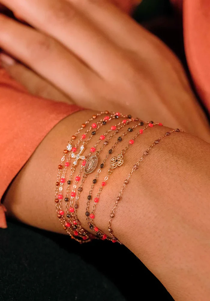 Bracelet Classique Gigi Or Rose Et Résines Cuivre 17cm