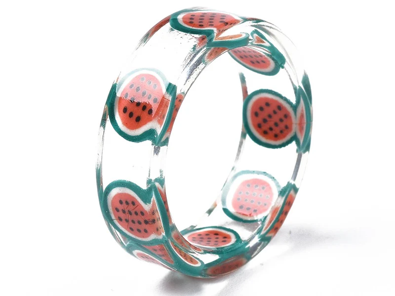 Bague en résine transparente - Fruit aléatoire