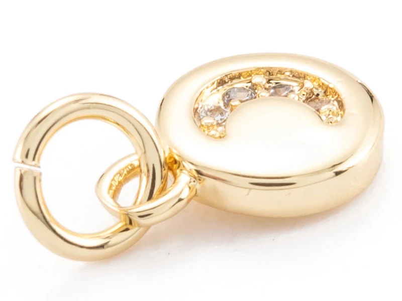Pendentif lune perles de zircone - Doré à l'or fin 18k sans nickel - 9 mm