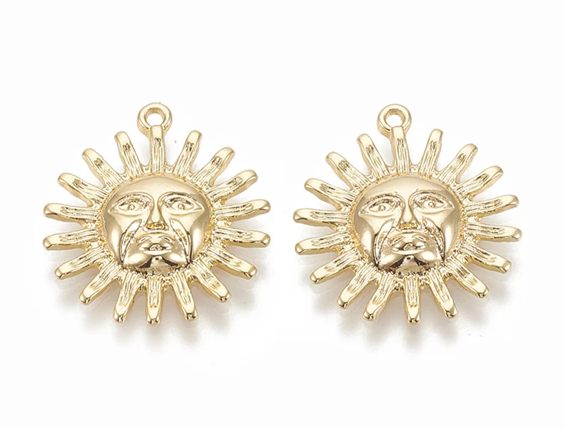Pendentif soleil - Doré à l'or fin 18k sans nickel - 22 mm