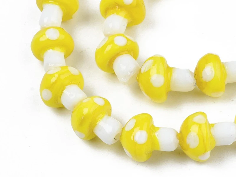 Perle champignon - Jaune et blanc