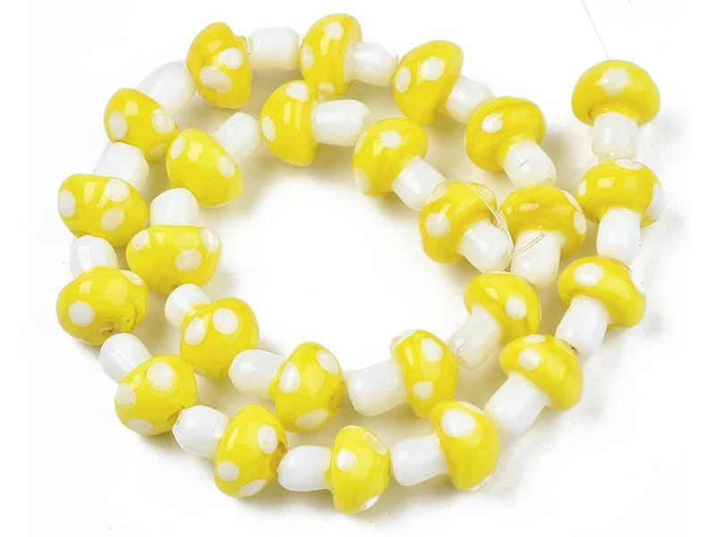 Perle champignon - Jaune et blanc