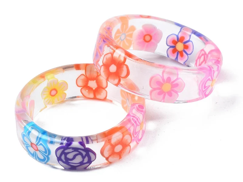 Bague en résine transparente - Fleur