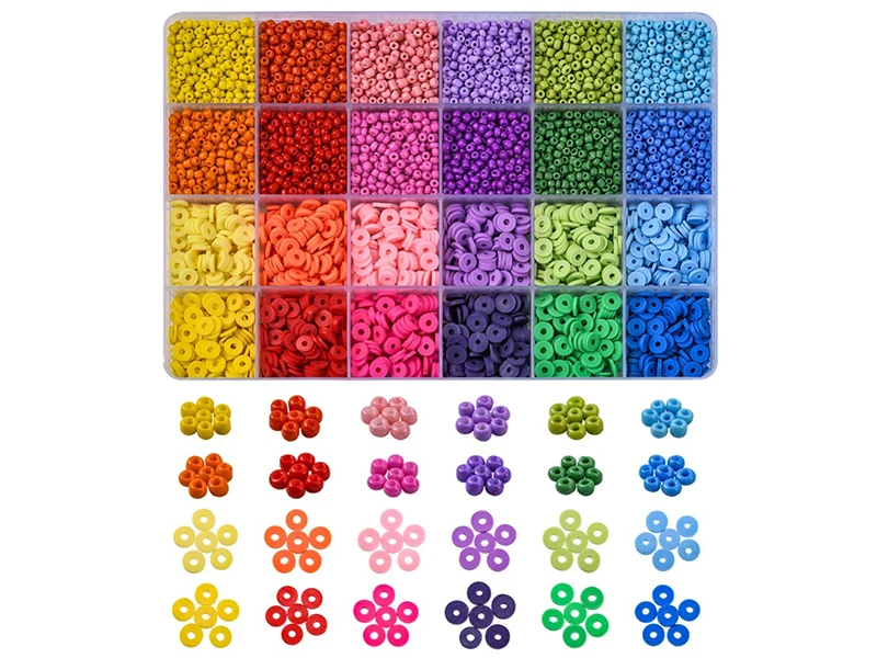 Kit de perles heishi et perles de rocailles - Fil et pince inclus