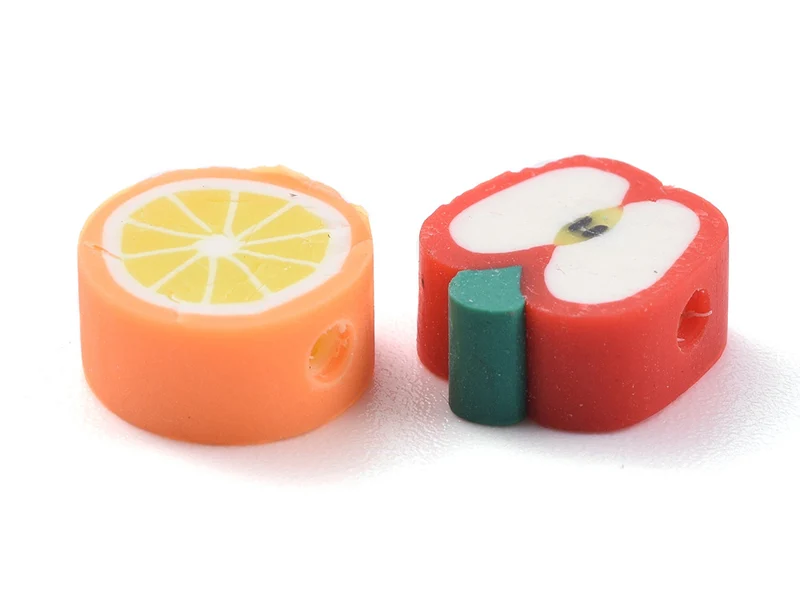 Boite de 12 compartiments de perles fruits en pâte polymère - Multicolore