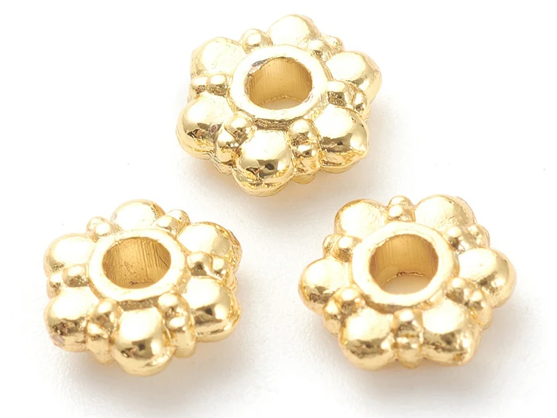 20 perles intercalaires en forme de fleurs - Doré à l'or fin 18 K - 7,5 mm