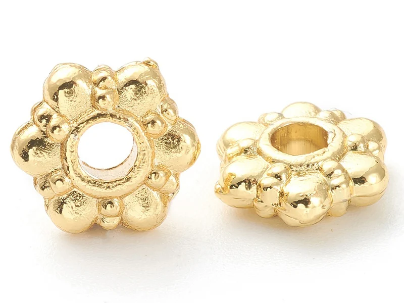 20 perles intercalaires en forme de fleurs - Doré à l'or fin 18 K - 7,5 mm