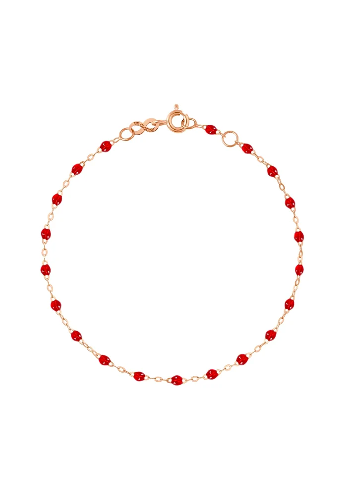 Bracelet Classique Gigi Or Rose Et Résines Rubis 17cm