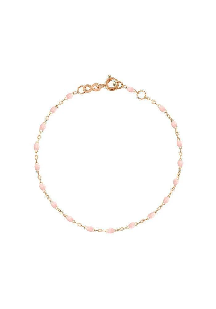 Bracelet Classique Gigi Or Rose Et Résines Rose Bébé 15cm