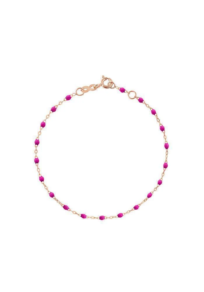 Bracelet Classique Gigi Or Rose Et Résines Rose Bonbon 15cm
