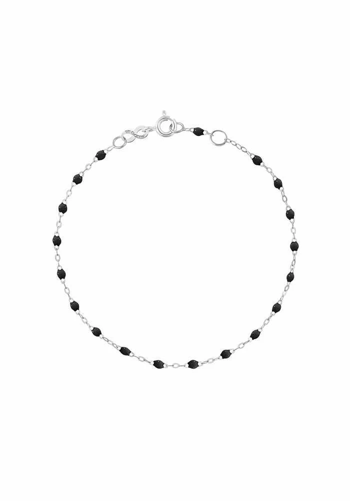 Bracelet Classique Gigi Or Blanc Et Résines Noir 17cm