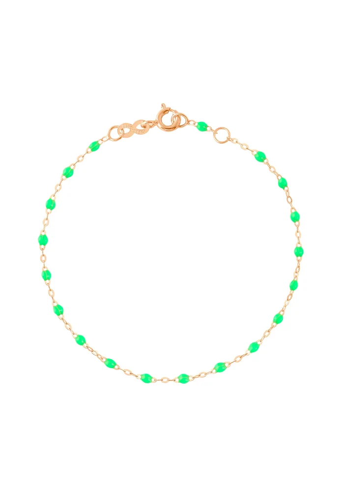 Bracelet Classique Gigi Or Rose Et Résines Vert Fluo 17cm